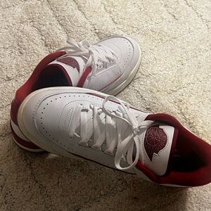 Jordan White and Red Low-Top Sneakers